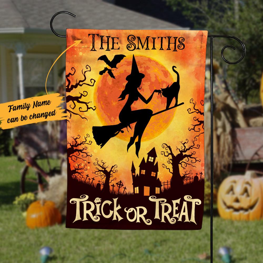 Personalised Witch Halloween Garden Flag "Trick or Treat"-Jessemade AU