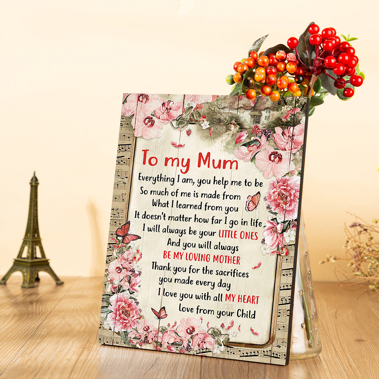To My Mom/Mum Wooden Plaque Flowers Home Decoration Mother's Day Gifts - You Will Always Be My Loving Mother-Jessemade AU