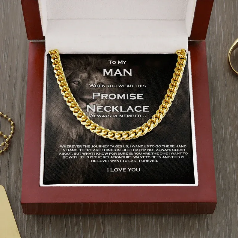 To My Man-Cuban Link Chain Necklace Promise Necklace Gift Set "You are The One I Want to be With"-Jessemade AU