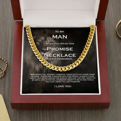 To My Man-Cuban Link Chain Necklace Promise Necklace Gift Set "You are The One I Want to be With"-Jessemade AU