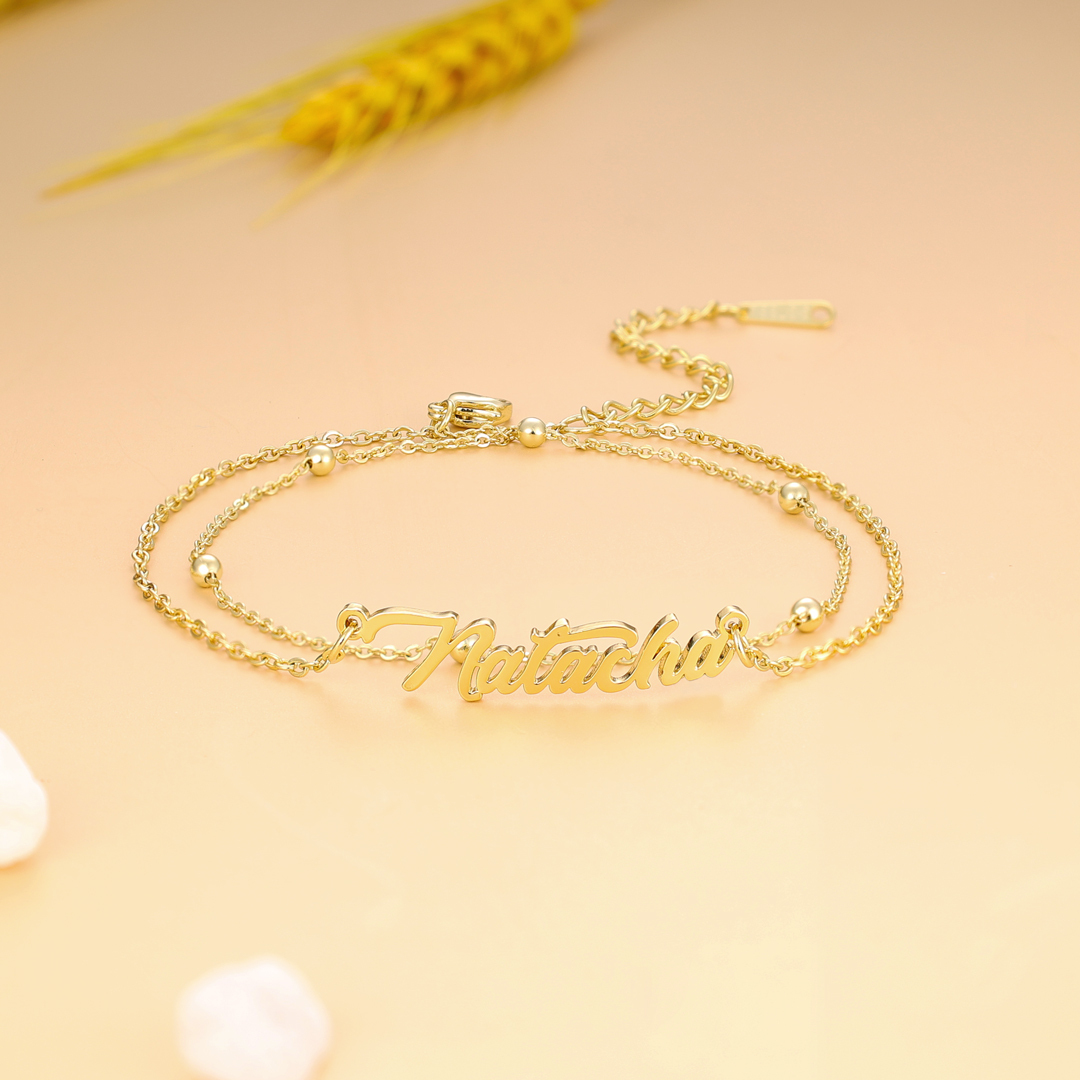 Double Stranded-Personalised Name Anklet For Her-Jessemade AU