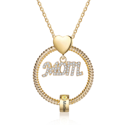 Personalised Necklace With 1 Birthstone Engraved Names Gift For Mother-Jessemade AU