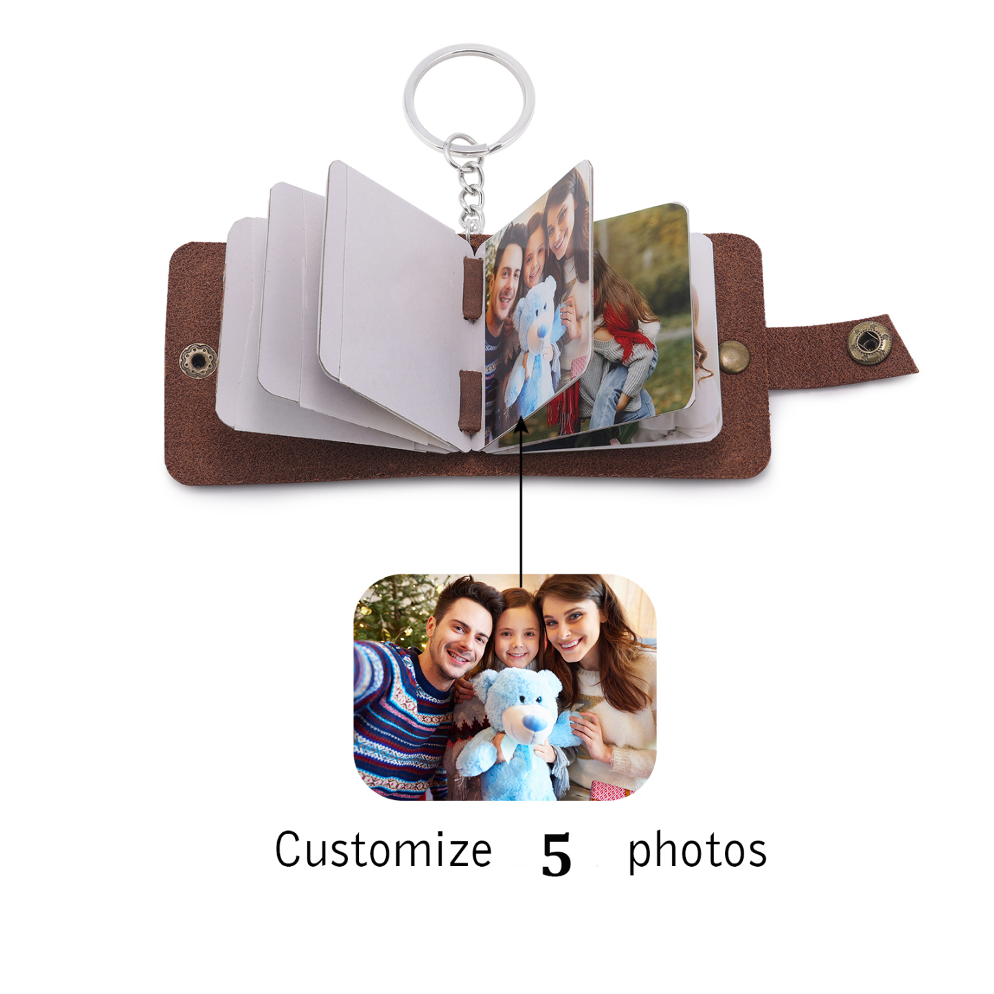 "Our Love Is Forever" Photo Album Keychain Custom 5 Photos Leather Keychain Romantic Gifts-Jessemade AU