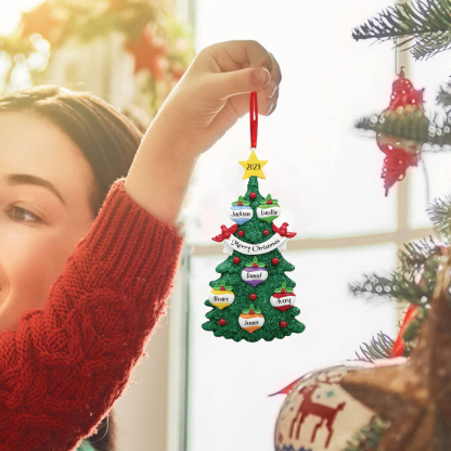 6 Names - Personalised Christmas Tree Ornaments Custom Text & Year Wooden Christmas Pendant Gifts for Family Friends-Jessemade AU