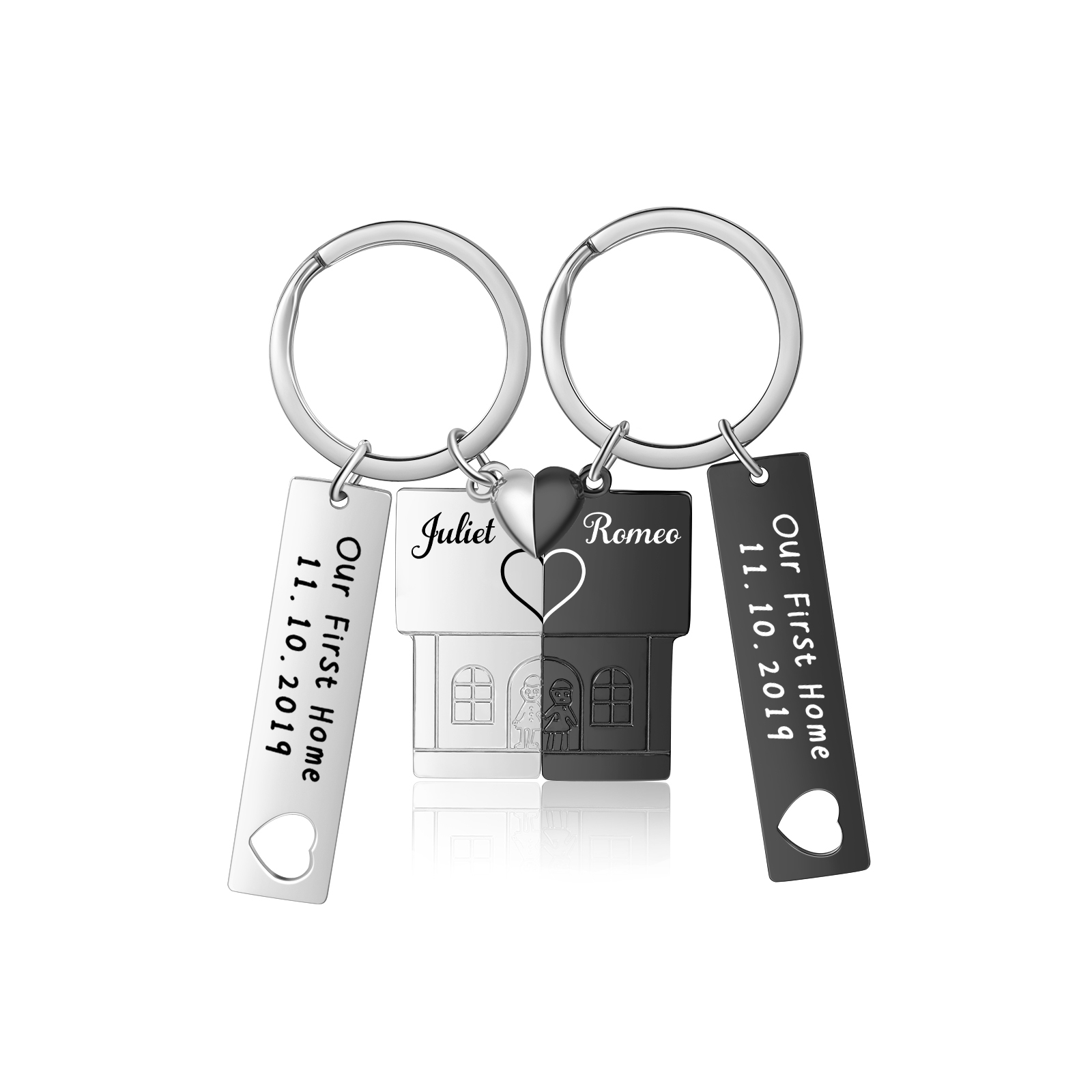 Personalised New Home Keychain Customised 2 Names & Texts Keyring Matching Gifts for Couple-Jessemade AU