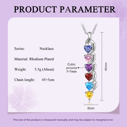 6 Names - Personalised Pendant Necklace Customised Names & Birthstones Necklace Birthday Gift for Women Girls-Jessemade AU