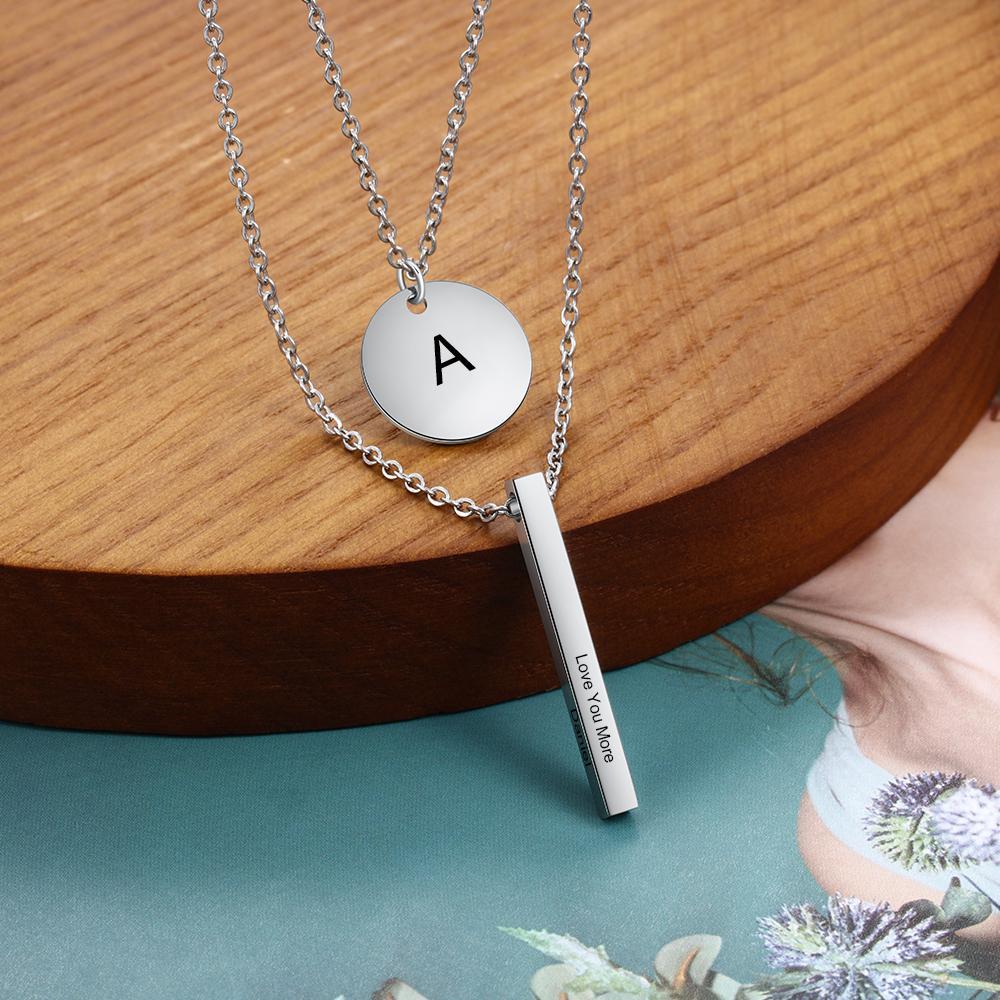 Personalised A-Z Letter Initial Vertical Bar Necklace-Jessemade AU