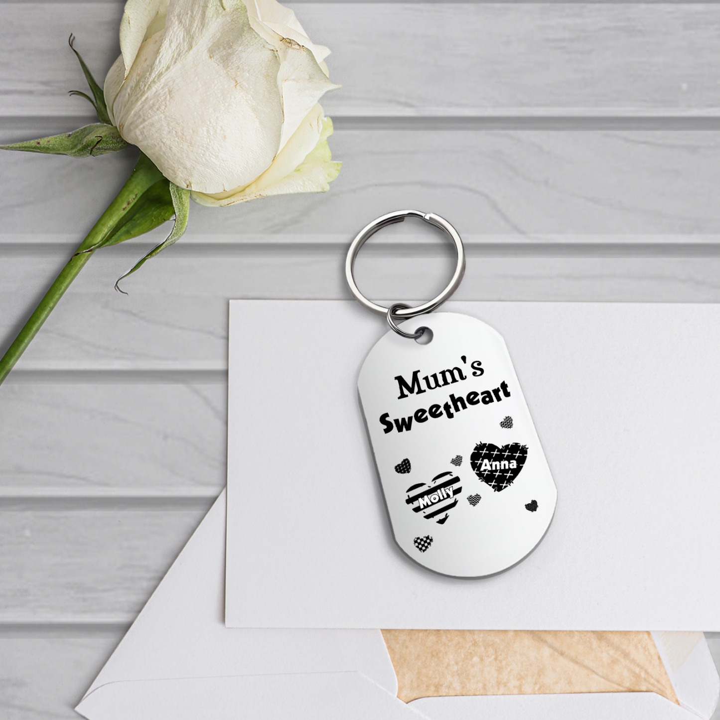 Personalised 2 Names Keychain Hearts Family Keychain Mother's Day Gift - Mum's Sweetheart-Jessemade AU