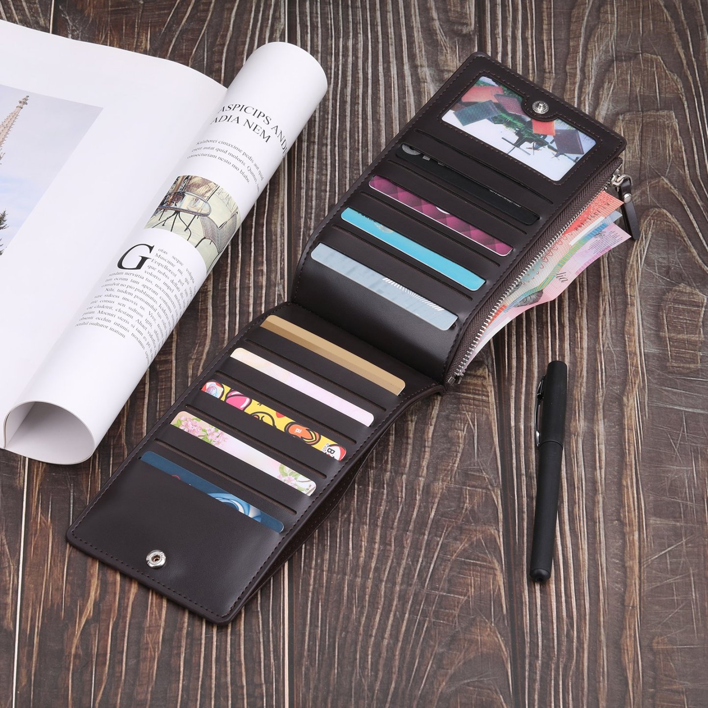 Personalised Leather Wallet Engraved Photo Long Purse Gifts For Men-Jessemade AU