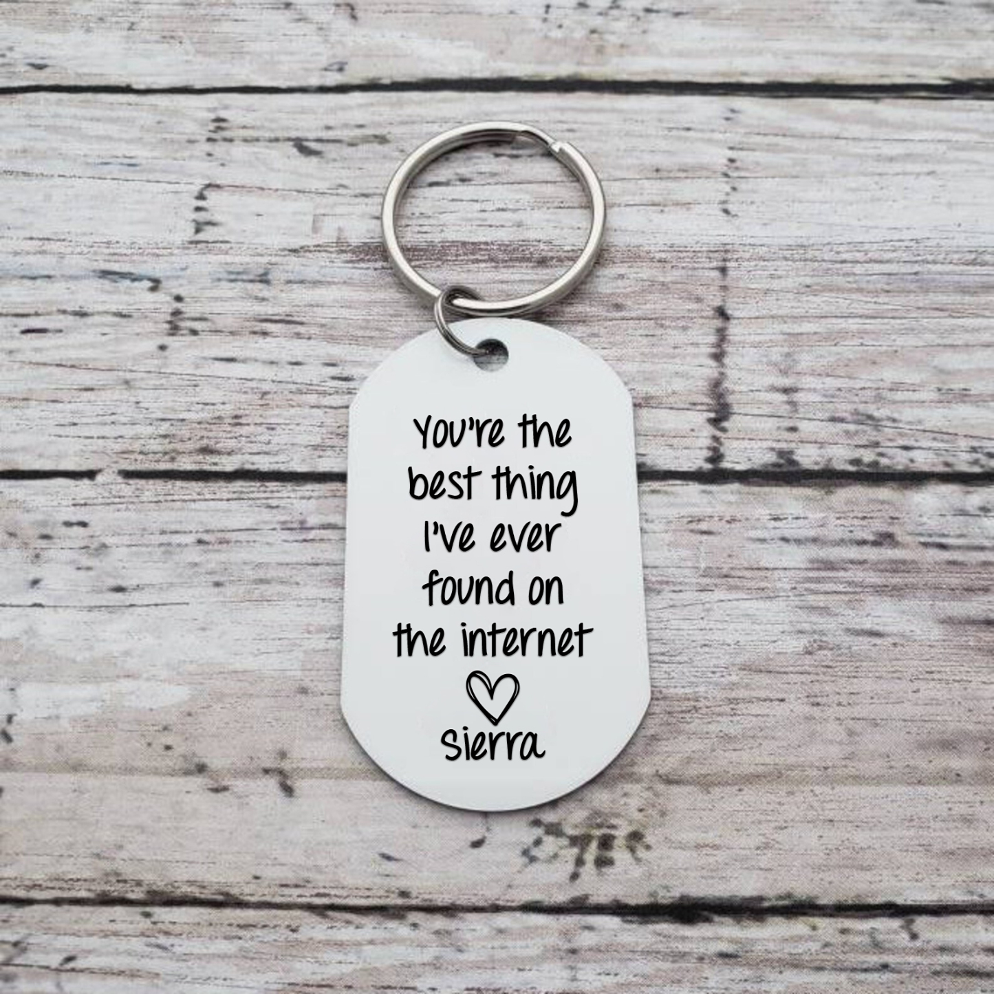 Personalised Photo & Name Keychain Stainless Steel Couple Gift - You're The Best Thing I've Ever Found On The Internet-Jessemade AU