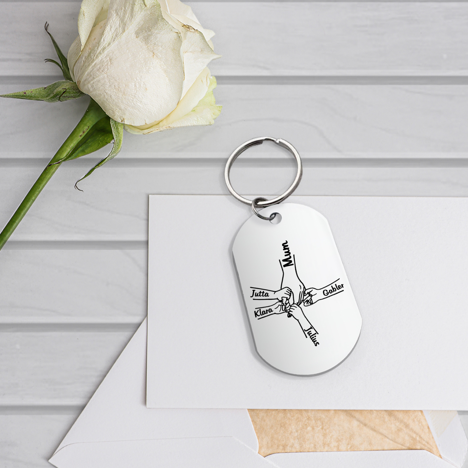 5 Names - Personalised Name Keychain Holding Hands Keychain Mother's Day Gifts For Grandma/Mother-Jessemade AU