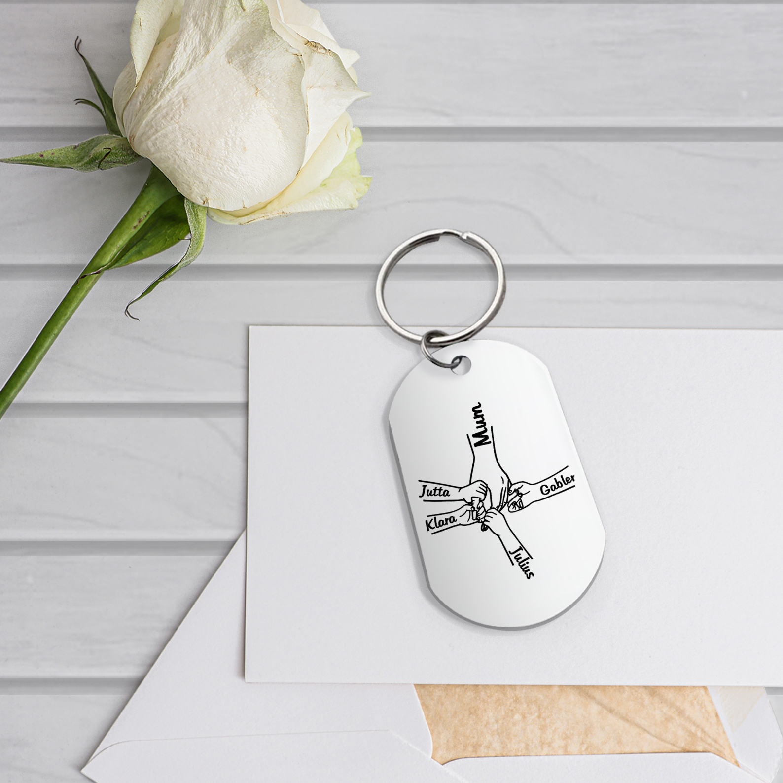 5 Names - Personalised Name Keychain Holding Hands Keychain Mother's Day Gifts For Grandma/Mother-Jessemade AU