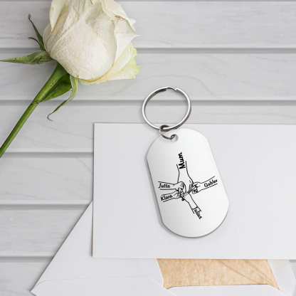 5 Names - Personalised Name Keychain Holding Hands Keychain Mother's Day Gifts For Grandma/Mother-Jessemade AU