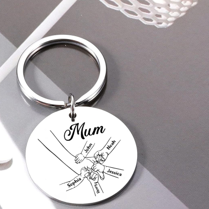 5 Names - Personalised Text Keychain Holding Hands Keychain Mother's Day Gifts For Grandma/Mother-Jessemade AU