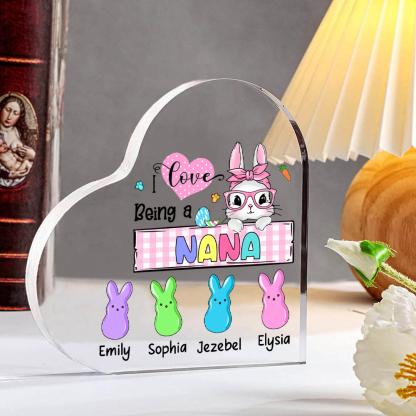 5 Names - Personalised Acrylic Heart Keepsake Custom Names Bunny Ornaments Gifts for Grandma/Mother-Jessemade AU
