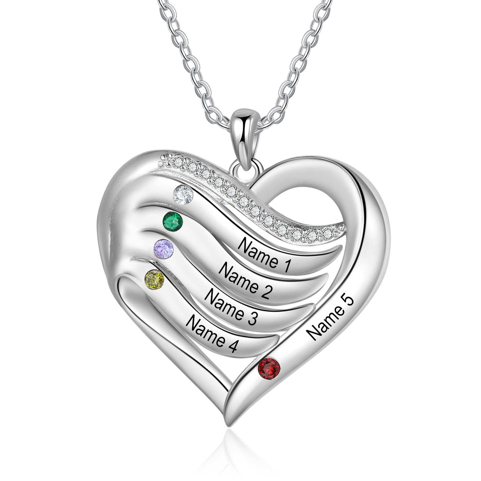 Personalised Intertwined Heart Pendant Necklace Custom 5 Birthstones & 5 Names Necklace Gifts for Her-Jessemade AU