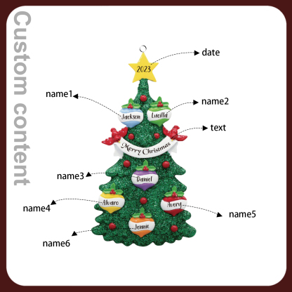 6 Names - Personalised Christmas Tree Ornaments Custom Text & Year Wooden Christmas Pendant Gifts for Family Friends-Jessemade AU