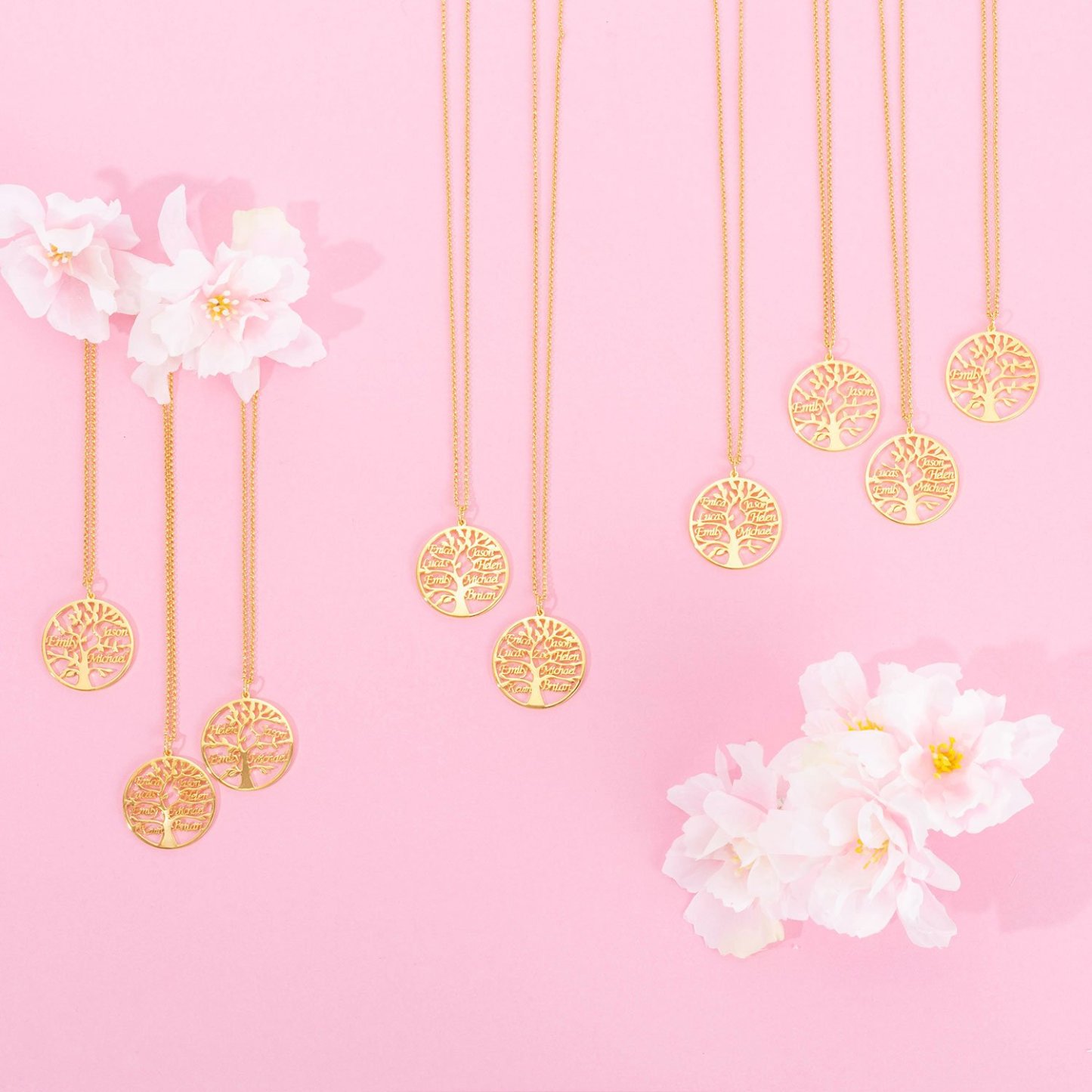 Personalised Family Tree Name Necklace Custom 4 Names Name Necklace-Jessemade AU