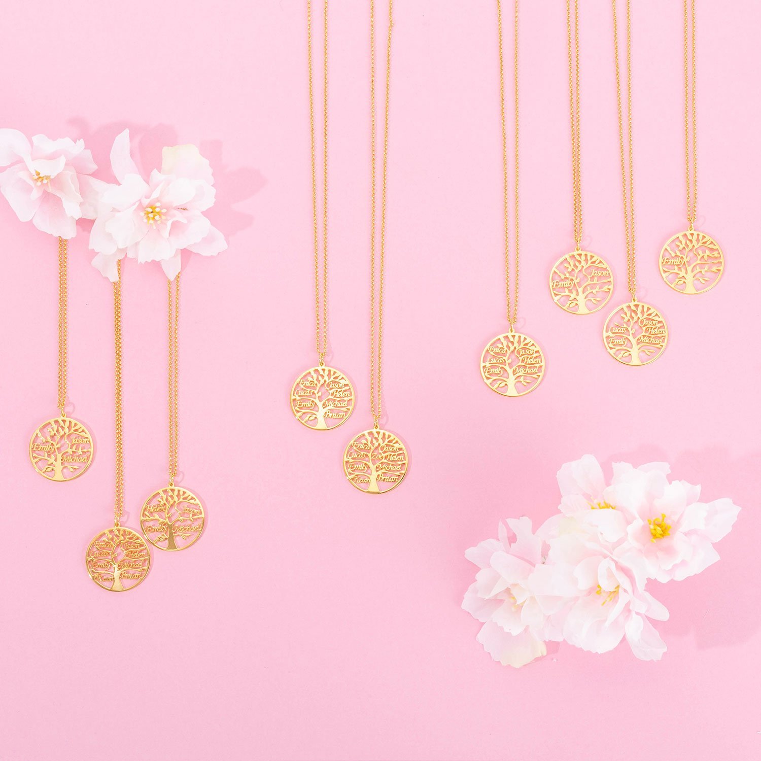 Personalised Family Tree Name Necklace Custom 4 Names Name Necklace-Jessemade AU