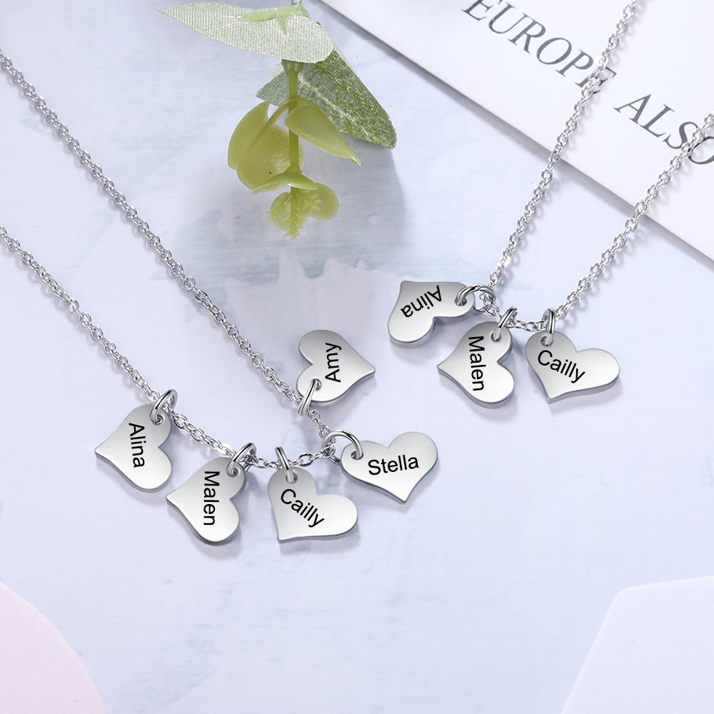Jessemade Personalised 2 Names-Hearts Necklace For Her-Jessemade AU