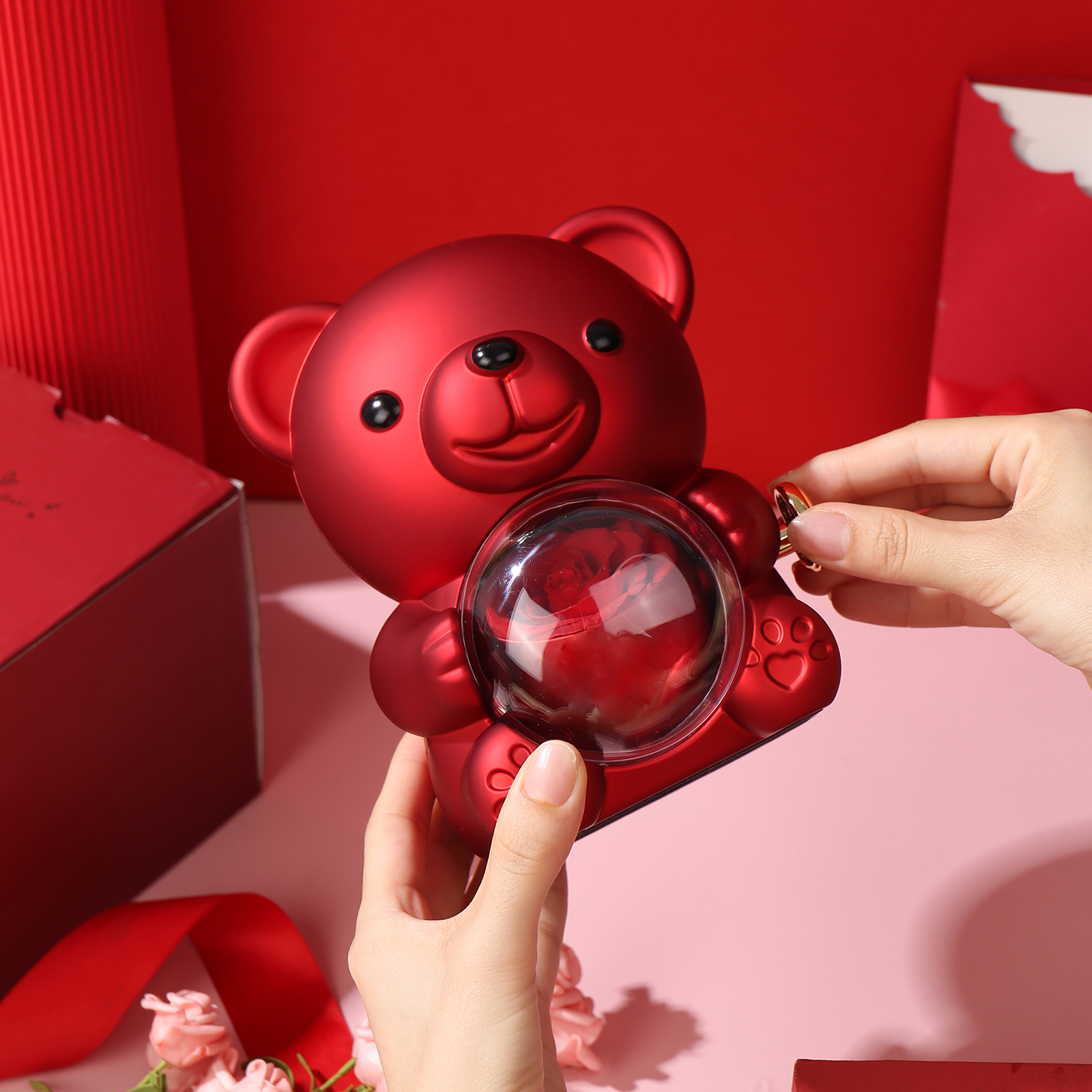 Bear Exquisite Gift Box Red Pink Rose Gift Packaging-Jessemade AU