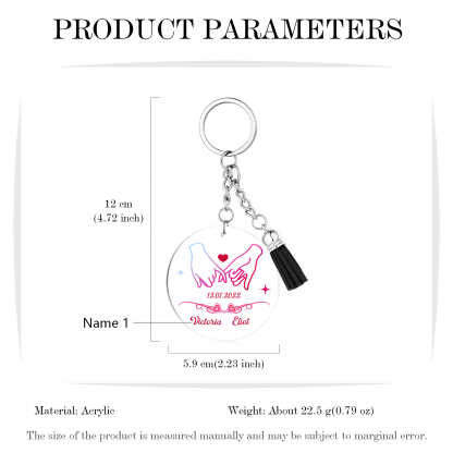Personalised Pinky Swear Couple Keyring Custom 2 Names & Date Acrylic Keychain Valentine's Day Anniversary Gift for Couples-Jessemade AU