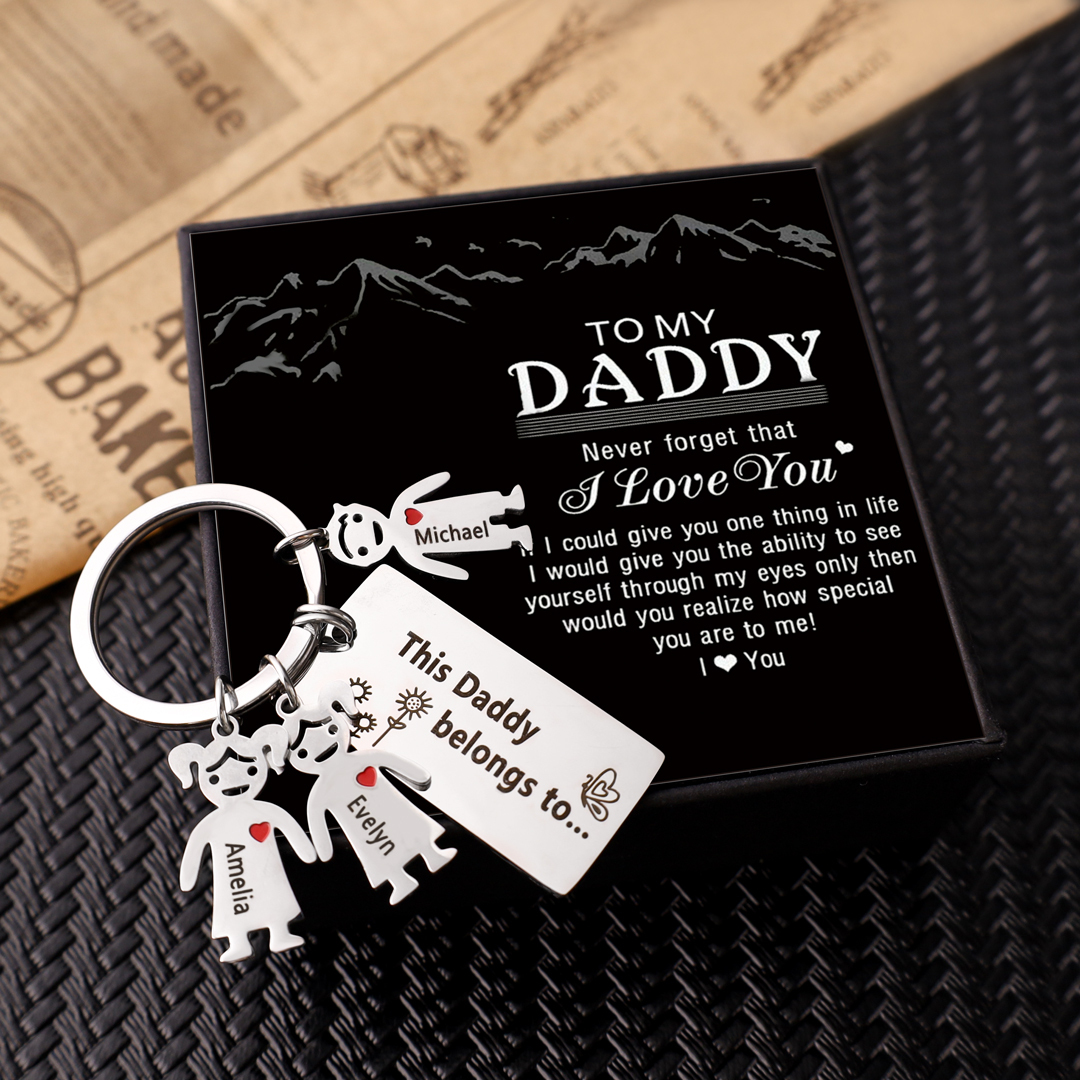 Personalised Family Keychain with 3 Kid Charms Engrave Names-Jessemade AU