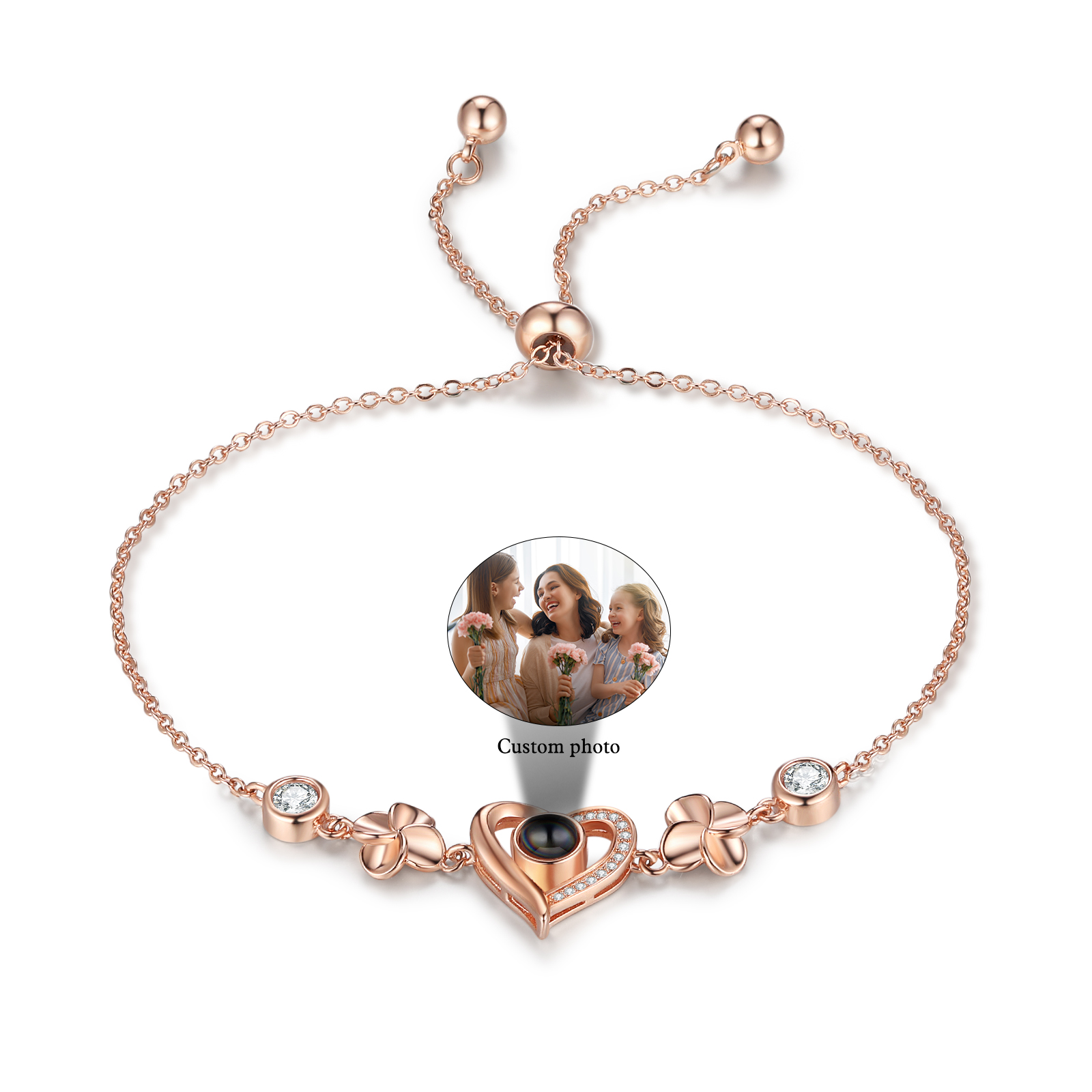 Heart Projection Bracelet Personalised Photo Bracelet Creative Gift for Her Mother's Day Jewelry Gifts-Jessemade AU