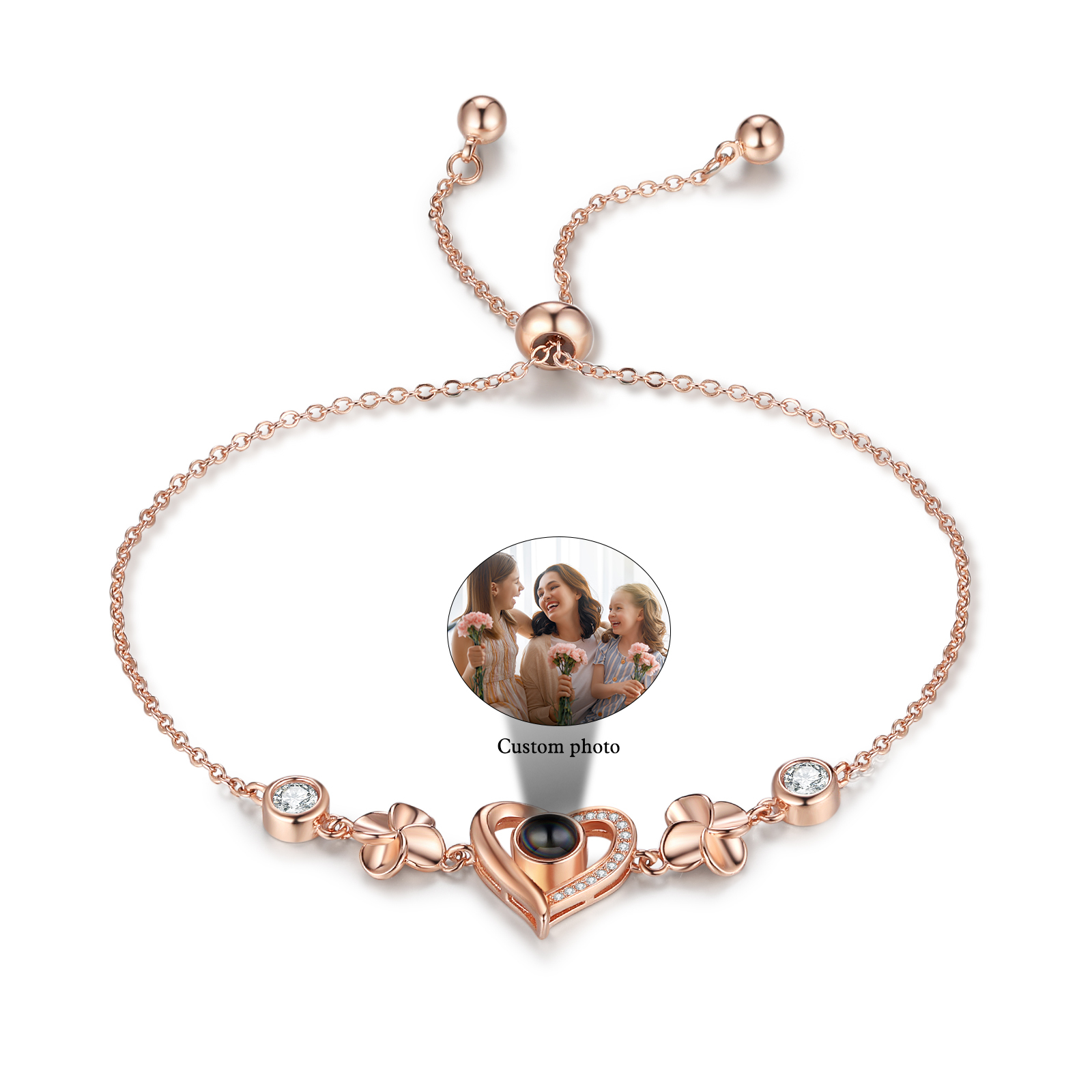Heart Projection Bracelet Personalised Photo Bracelet Creative Gift for Her Mother's Day Jewelry Gifts-Jessemade AU