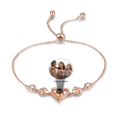 Heart Projection Bracelet Personalised Photo Bracelet Creative Gift for Her Mother's Day Jewelry Gifts-Jessemade AU