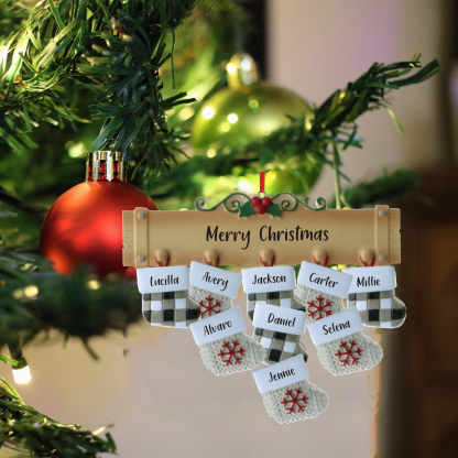 9 Names - Personalised Christmas Stockings Ornaments Customised Name & Text Christmas Decor Wooden Gifts for Family Friends-Jessemade AU