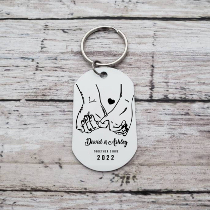 Personalised Couple Photo Keychain Custom 2 Names & Text & Year Keyring Pinky Swear Gift for Him/Her-Jessemade AU