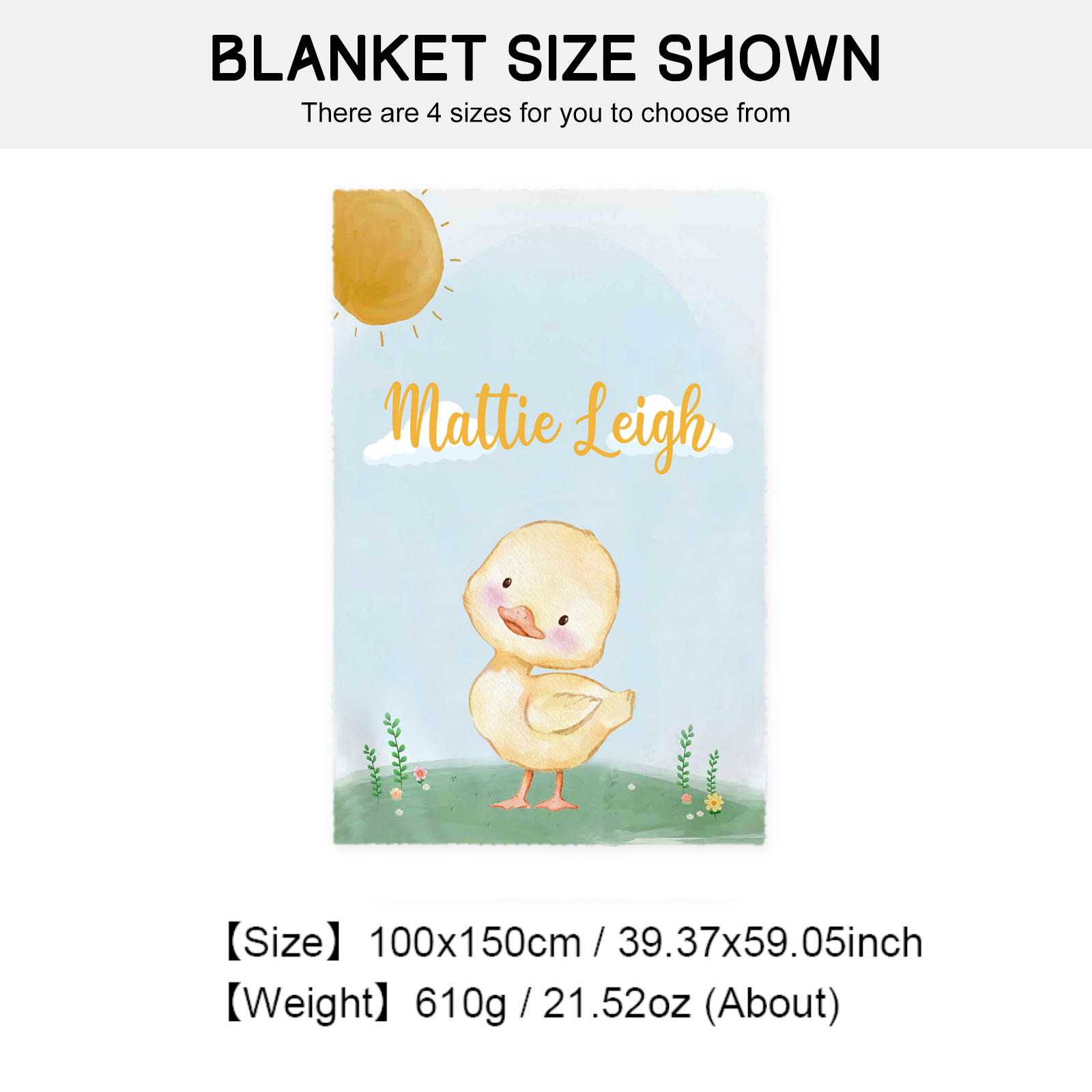 Personalised Chick Blanket Custom Name Cute Cartoon Blanket-Jessemade AU
