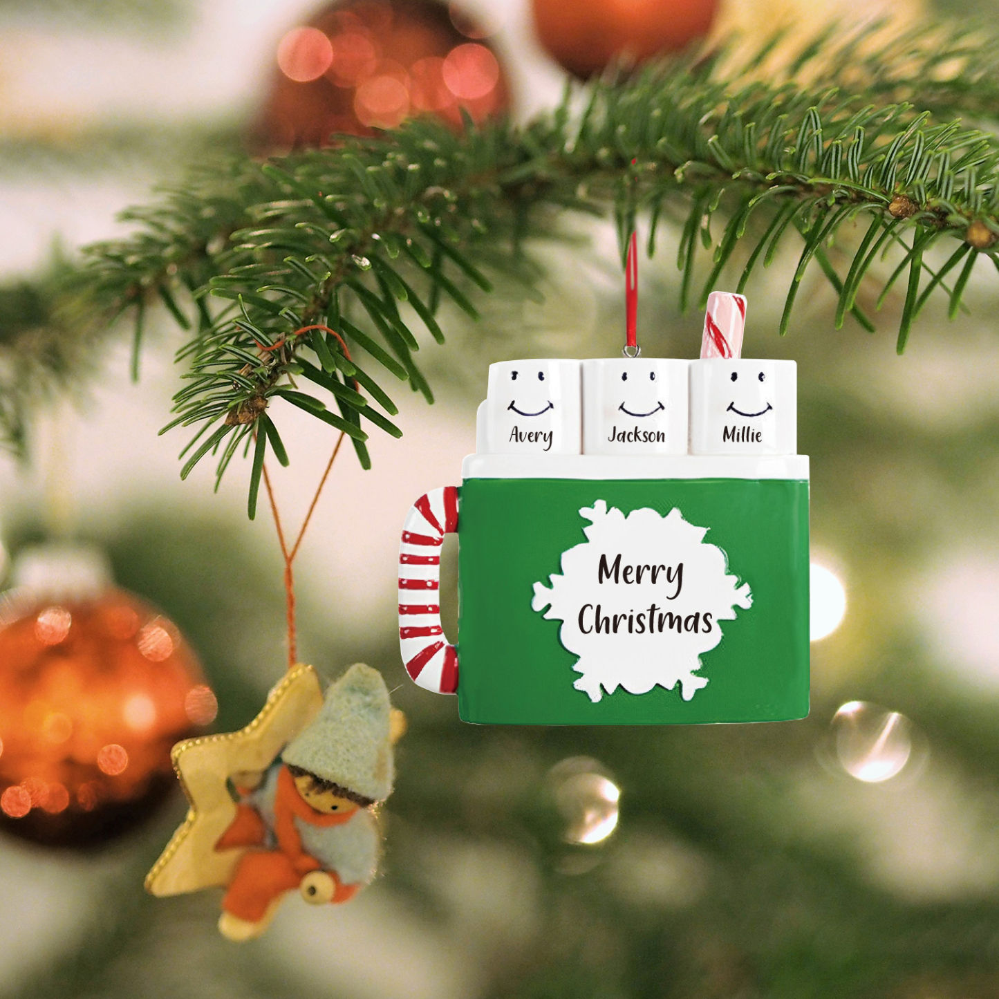 3 Names - Personalised Xmas Ornament Custom Name & Text Christmas Tree Wooden Decor Gift for Family Friends-Jessemade AU