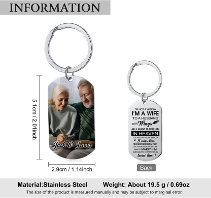 Personalised Photo Keychain Custom 2 Names Keyring Memorial Gift "I'm A Wife To A Husband With Wings"-Jessemade AU