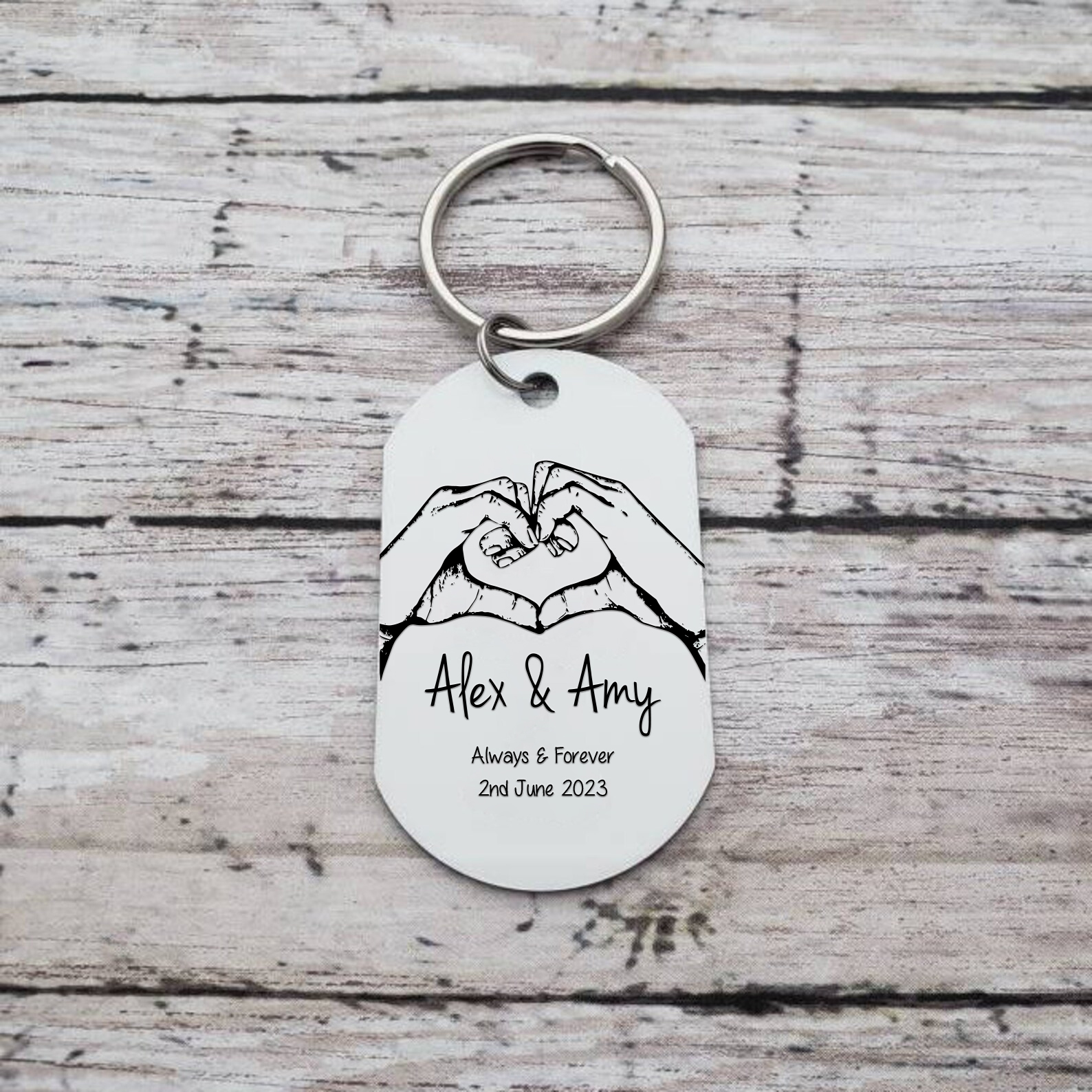 Personalised Couple Photo Keychain Custom 2 Names & Date Keyring "Always & Forever" Valentine's Day Gift For Couples-Jessemade AU