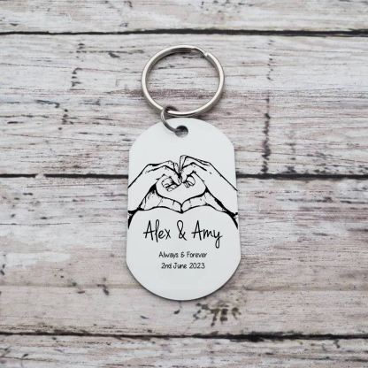 Personalised Couple Photo Keychain Custom 2 Names & Date Keyring "Always & Forever" Valentine's Day Gift For Couples-Jessemade AU