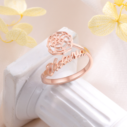 Personalised September Birth Flower Ring With Name Gifts For Her-Jessemade AU