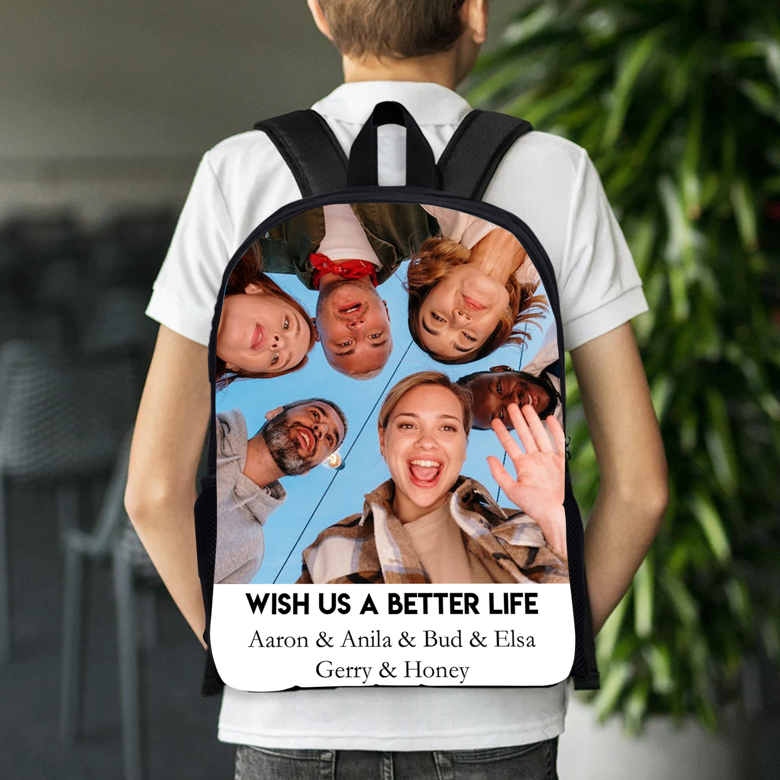 Personalised Photo and names Backpack Photo Print School Bag With Text Gifts for Kids-Jessemade AU