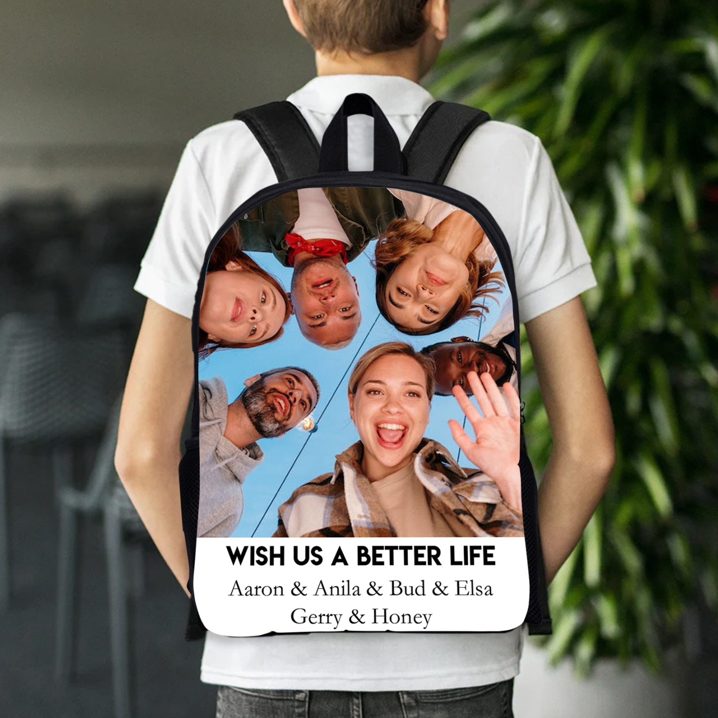 Personalised Photo and names Backpack Photo Print School Bag With Text Gifts for Kids-Jessemade AU
