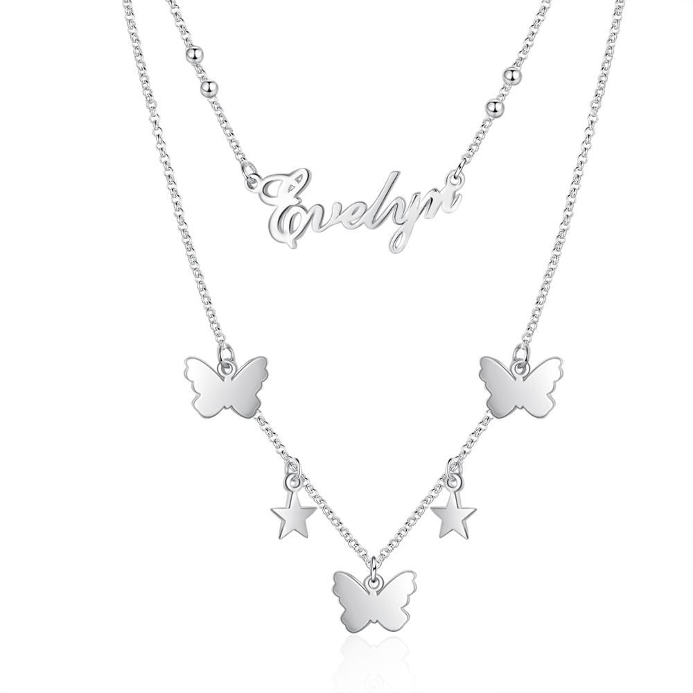 Personalised Butterfly Necklace Custom 1 Name Necklace Gift For Her-Jessemade AU