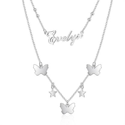 Personalised Butterfly Necklace Custom 1 Name Necklace Gift For Her-Jessemade AU