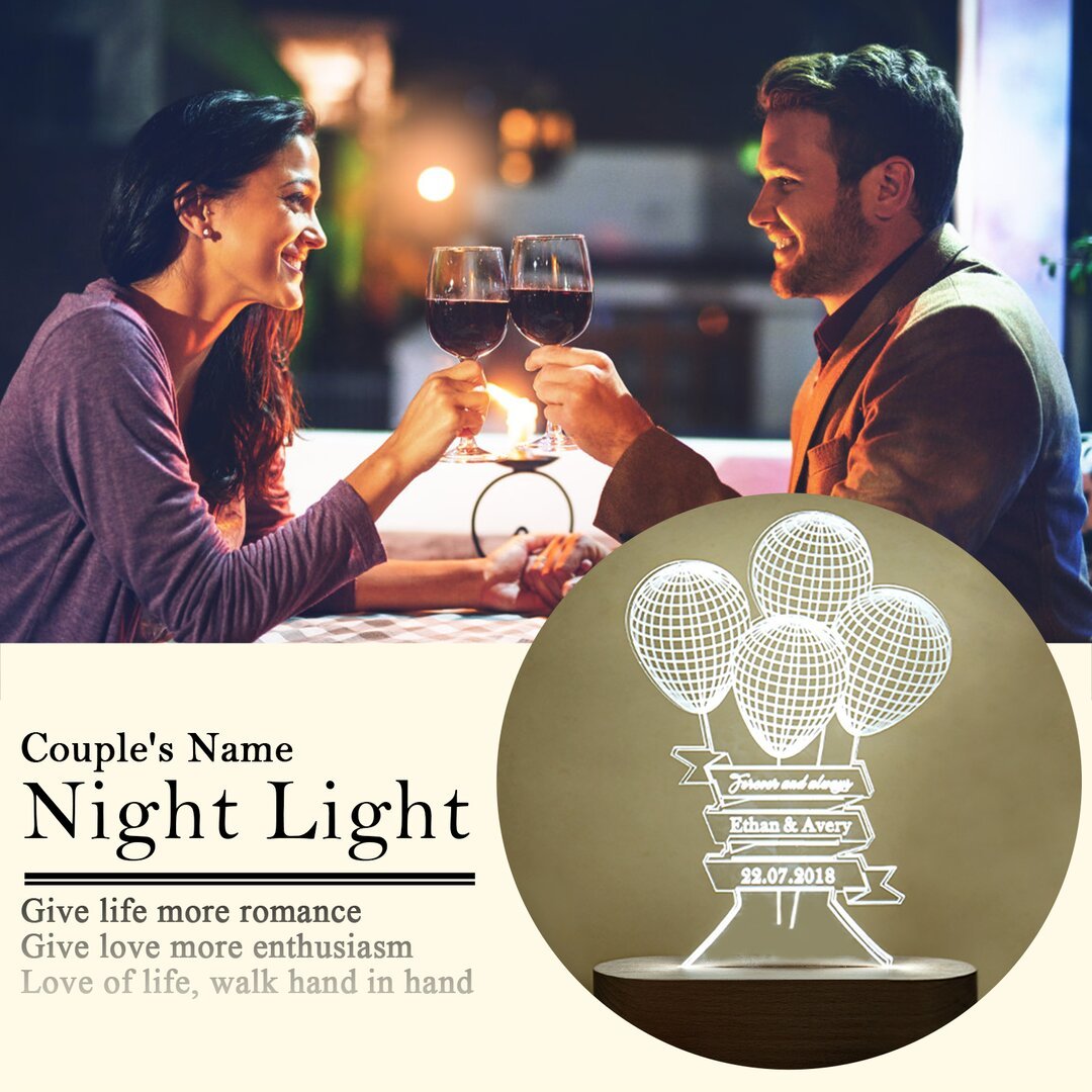 Custom name text time Night Light cute balloon Light Home Decoration Gifts-Jessemade AU