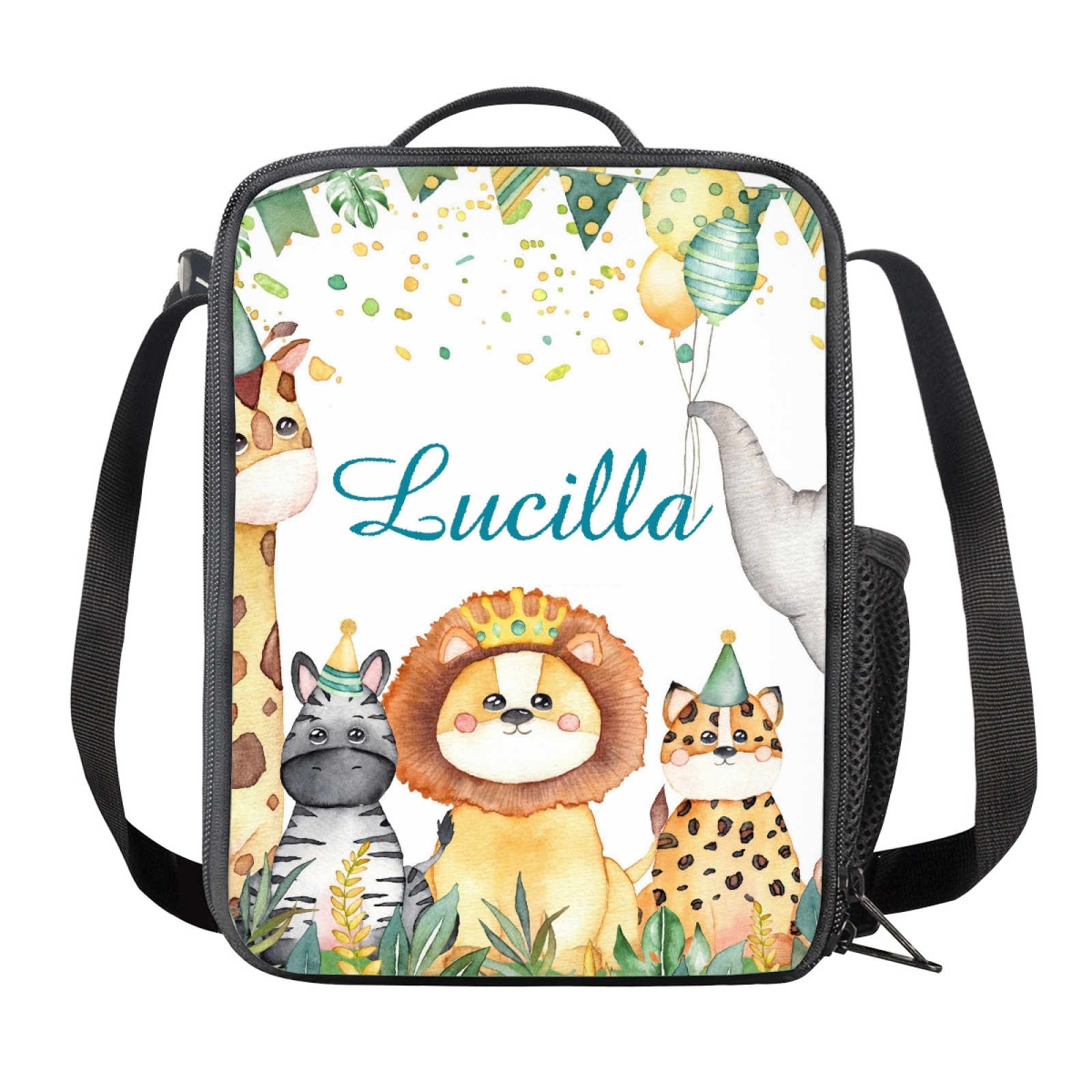 Custom Name Lunch Bag Personalised Cartoon Animals Lunch Box  Gifts for Kids-Jessemade AU