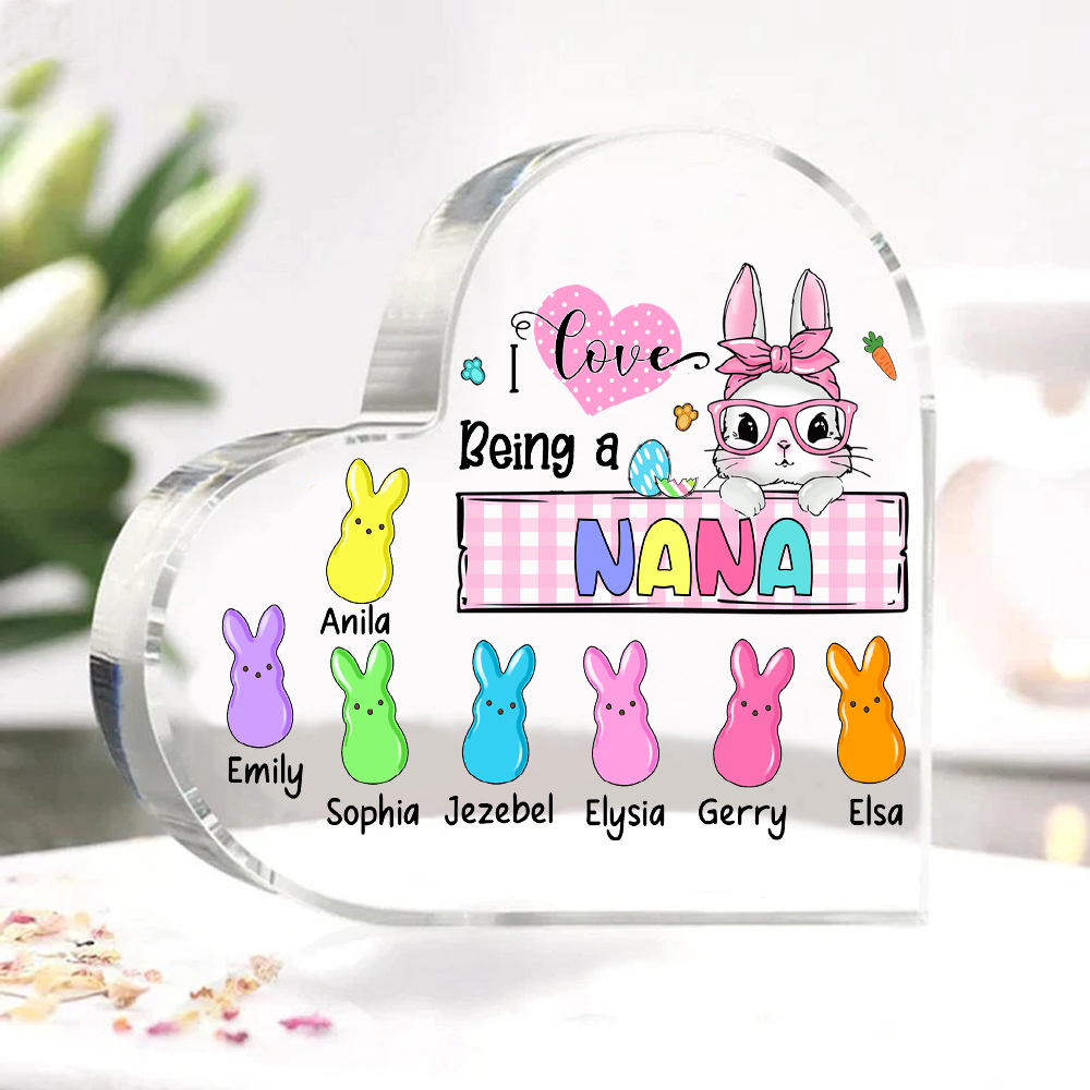 8 Names - Personalised Acrylic Heart Keepsake Custom Names Bunny Ornaments Gifts for Grandma/Mother-Jessemade AU