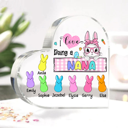 8 Names - Personalised Acrylic Heart Keepsake Custom Names Bunny Ornaments Gifts for Grandma/Mother-Jessemade AU