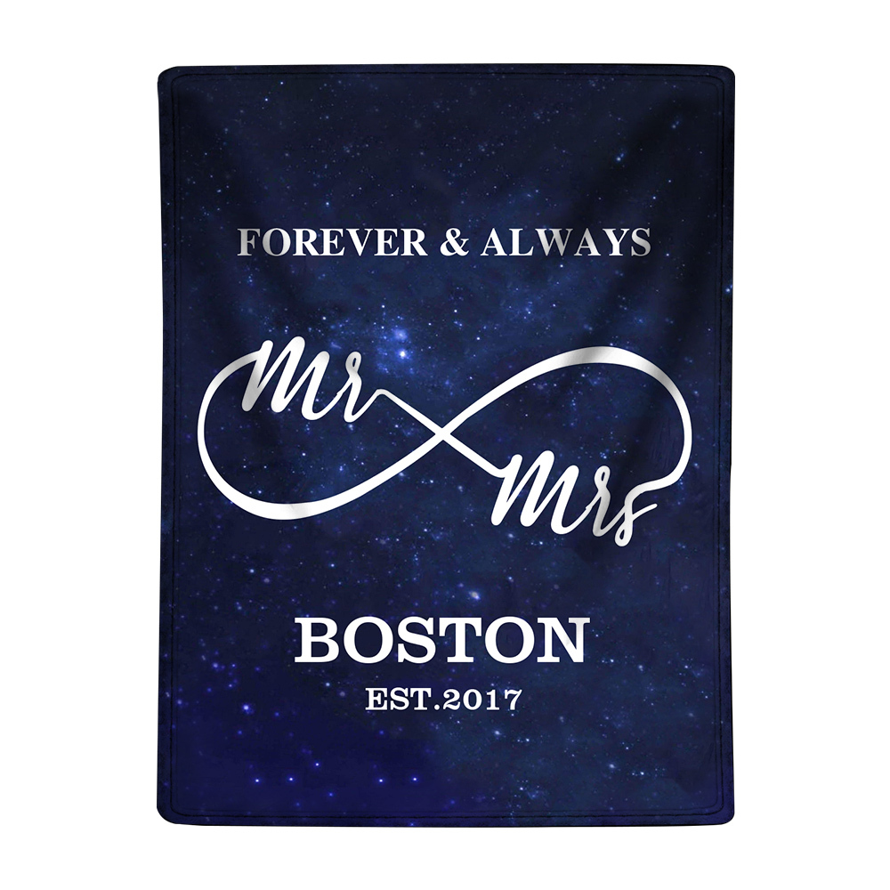 Personalised Couple Blanket Customised 2 Names & Date Blanket Infinity Valentine's Day Gift for Him/Her-Jessemade AU