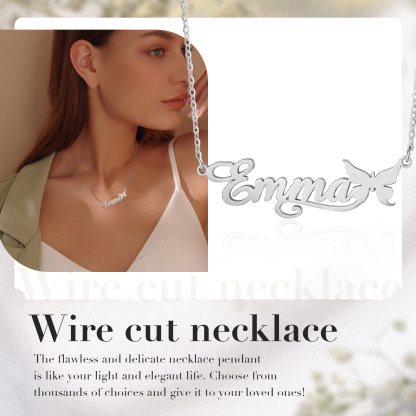 Butterfly Name Necklace Personalised One Name Necklaces Gift for Children-Jessemade AU