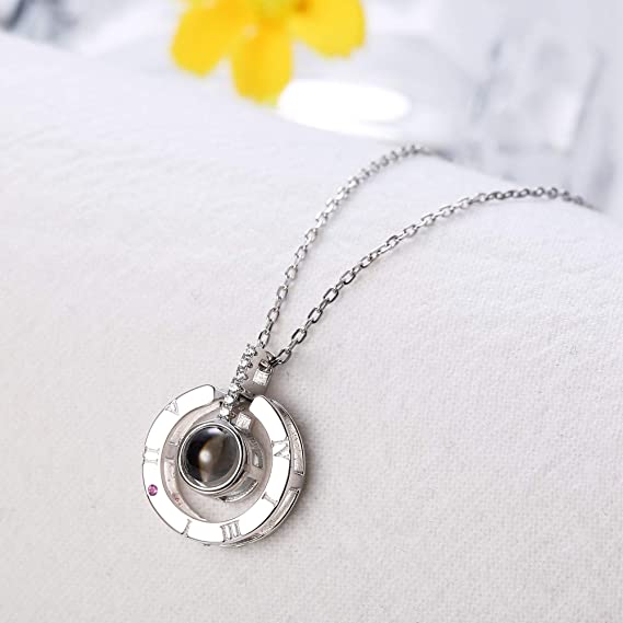 Personalised 100 Languages Projection Necklace Engraved  " I LOVE YOU"  Photo Necklace Gifts For Her-Jessemade AU