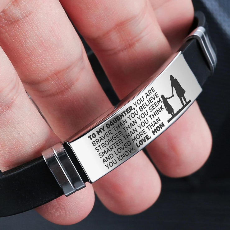 To My Daughter/Granddaughter, Women's Leather Bracelet, You Are Braver Than You Believe Inspirational Bracelet Gifts For Her